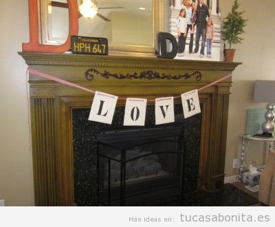 Manualidades decorar casa, guirnalda love