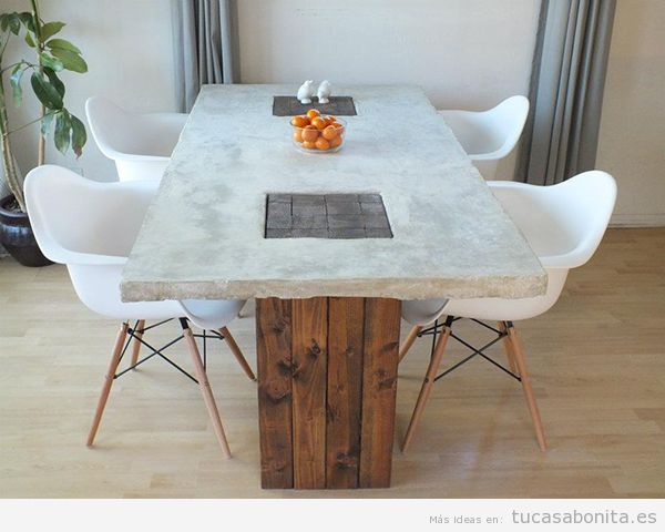Mesas comedor DIY hechas con hormigón o mármol