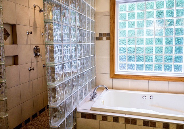 Mampara baño bloques vidrio pavés