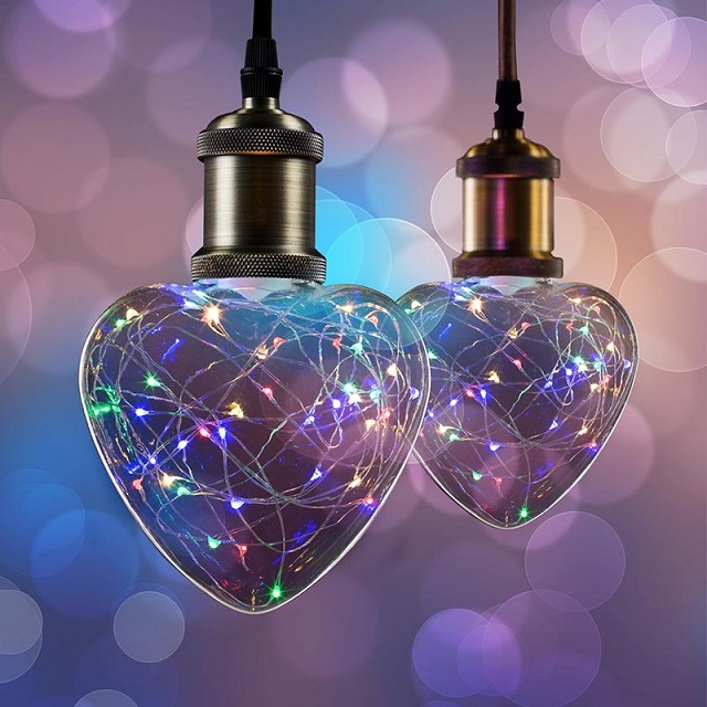 Bombillas led decorativas corazón de colores