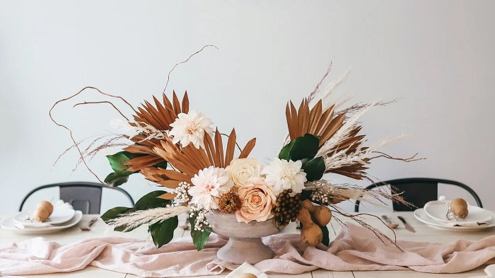 Decorar casa con flores secas centro de mesa