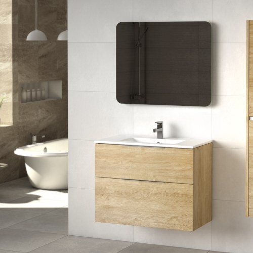 Mueble de baño con fondo reducido madera